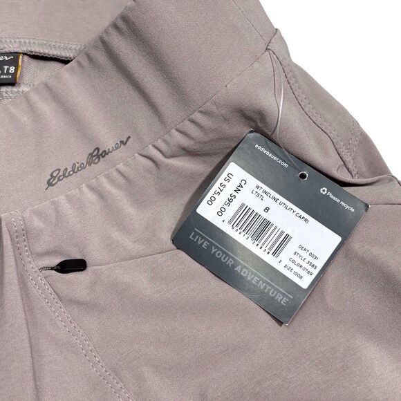 Eddie Bauer Travex Incline 2.0 Utility Capri Pant Size 8T Beige Taupe Gorpcore - Picture 8 of 14